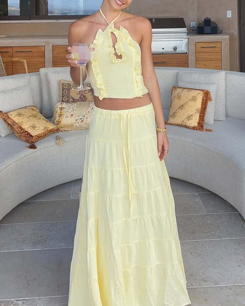 Boho Ruffle Maxi Set